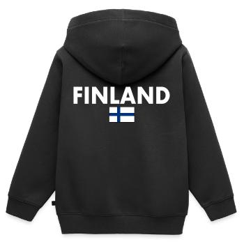 Finland - Sweat Premium à capuche zippé enfant bio - noir - Dos - AI Model Kid Male (0cm)