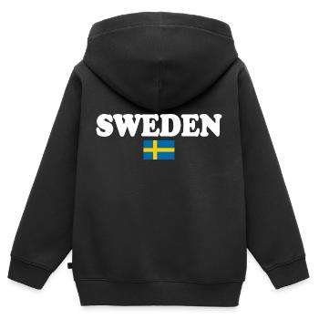 Suède - Sweat Premium à capuche zippé enfant bio - noir - Dos - AI Model Kid Male (0cm)