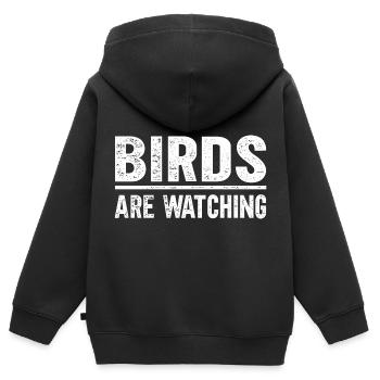 Birds Are Watching - Kinder Premium Organic Zip Hoodie - Schwarz - Hinten - AI Model Kid Male (0cm)
