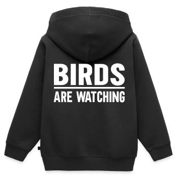 Birds Are Watching - Kinder Premium Organic Zip Hoodie - Schwarz - Hinten - AI Model Kid Male (0cm)