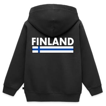 Finlande - Sweat Premium à capuche zippé enfant bio - noir - Dos - AI Model Kid Male (0cm)