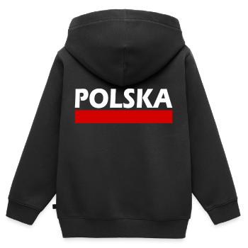 Polska - Kinder Premium Organic Zip Hoodie - Schwarz - Hinten - AI Model Kid Male (0cm)