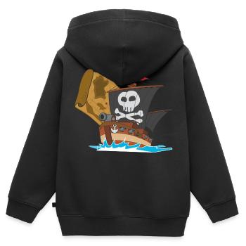 pirate ship boat pirat piratenschiff schiff skull5 - Kinder Premium Organic Zip Hoodie - Schwarz - Hinten - AI Model Kid Male (0cm)