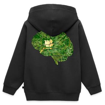 Brain circuitry, electronics - Kids Premium Organic Zip-up Hoodie - black - Back - AI Model Kid Male (0cm)