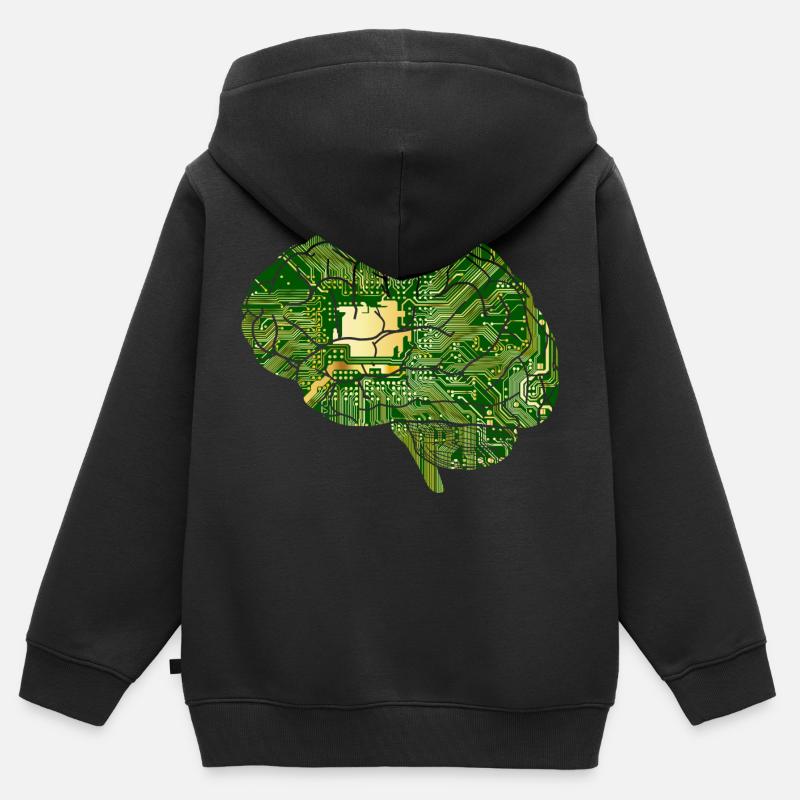 Gehirn - Computerchip - Chip - Computer - Kinder Premium Organic Zip Hoodie - Schwarz