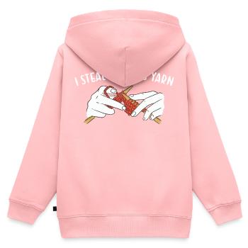 Je vole la laine de mon chat à tricoter - Sweat Premium à capuche zippé enfant bio - rose - Dos - AI Model Kid Female (0cm)