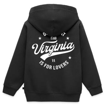 Virginia - Kinder Premium Organic Zip Hoodie - Schwarz - Hinten - AI Model Kid Male (0cm)