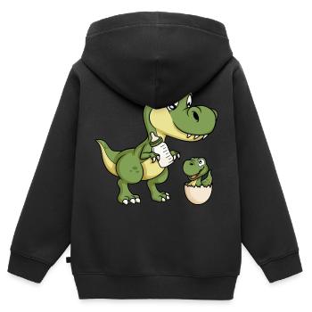 Dinosaurier Milch Baby Dino Dinos Geschwister - Kinder Premium Organic Zip Hoodie - Schwarz - Hinten - AI Model Kid Male (0cm)