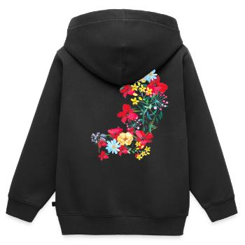 blumen,blüte,floral , Blume, Wiese, Ranke - Kinder Premium Organic Zip Hoodie - Schwarz - Hinten - AI Model Kid Male (0cm)