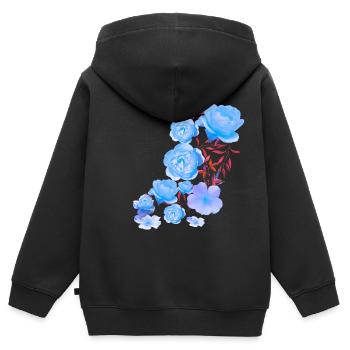 Roses Bleues, Roses, Rose Bleue, Fleurs - Sweat Premium à capuche zippé enfant bio - noir - Dos - AI Model Kid Male (0cm)