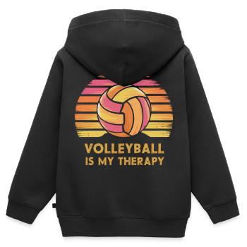Volley-ball - Sweat Premium à capuche zippé enfant bio - noir - Dos - AI Model Kid Male (0cm)