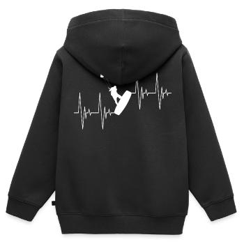 Kite Surfing Sea Water Sports Heartbeat ECG Sports - Kids Premium Organic Zip-up Hoodie - black - Back - AI Model Kid Male (0cm)