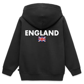 angleterre - Sweat Premium à capuche zippé enfant bio - noir - Dos - AI Model Kid Male (0cm)
