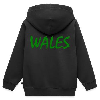 Wales - Kinder Premium Organic Zip Hoodie - Schwarz - Hinten - AI Model Kid Male (0cm)