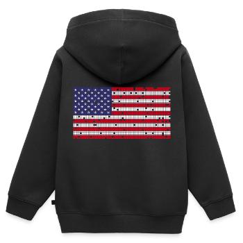 8Bit Retro 4. Juli USA - Kinder Premium Organic Zip Hoodie - Schwarz - Hinten - AI Model Kid Male (0cm)