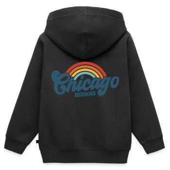 Chicago 70er Jahre Hippie - Kinder Premium Organic Zip Hoodie - Schwarz - Hinten - AI Model Kid Male (0cm)