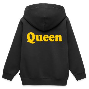 QUEEN - Kinder Premium Organic Zip Hoodie - Schwarz - Hinten - AI Model Kid Male (0cm)