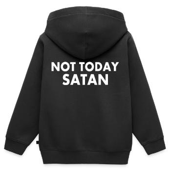 Not today satan - Sweat Premium à capuche zippé enfant bio - noir - Dos - AI Model Kid Male (0cm)