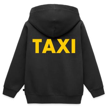 Taxi - Kinder Premium Organic Zip Hoodie - Schwarz - Hinten - AI Model Kid Male (0cm)