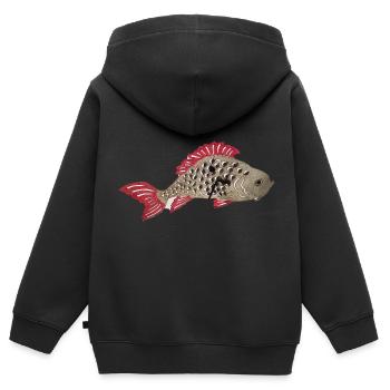 Koi karpfen,koi, karpfen, Fisch - Kinder Premium Organic Zip Hoodie - Schwarz - Hinten - AI Model Kid Male (0cm)
