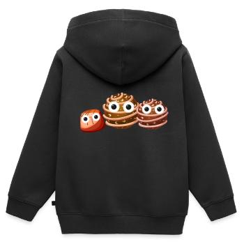 Pralinen, Pralinen, Familie, Trio - Kinder Premium Organic Zip Hoodie - Schwarz - Hinten - AI Model Kid Male (0cm)