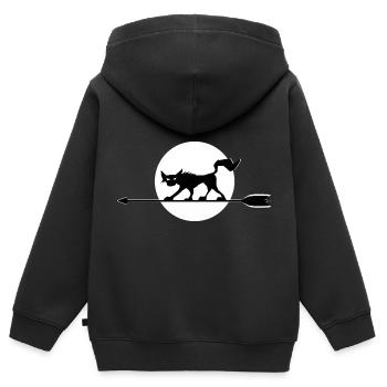 Bogenschießen Bogenschütze Shirt Wolf Pfeil Mond - Kinder Premium Organic Zip Hoodie - Schwarz - Hinten - AI Model Kid Male (0cm)