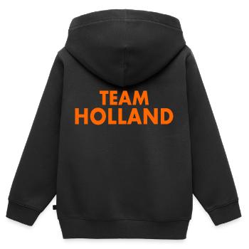 Team holland - Kinder Premium Organic Zip Hoodie - Schwarz - Hinten - AI Model Kid Male (0cm)