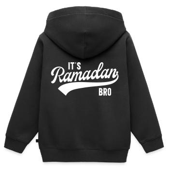 C’est le Ramadan, Frère - Sweat Premium à capuche zippé enfant bio - noir - Dos - AI Model Kid Male (0cm)