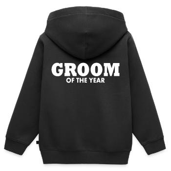 Groom - Kinder Premium Organic Zip Hoodie - Schwarz - Hinten - AI Model Kid Male (0cm)