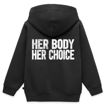 Votre corps, votre choix - Sweat Premium à capuche zippé enfant bio - noir - Dos - AI Model Kid Male (0cm)