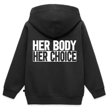 Votre corps, votre choix - Sweat Premium à capuche zippé enfant bio - noir - Dos - AI Model Kid Male (0cm)