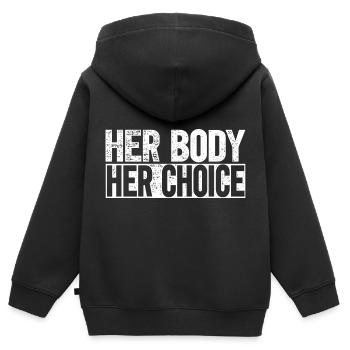 Votre corps, votre choix - Sweat Premium à capuche zippé enfant bio - noir - Dos - AI Model Kid Male (0cm)