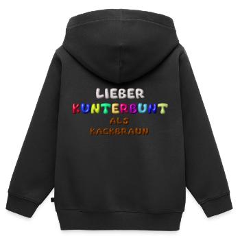 lieber kunterbunt als kackbraun,anti afd,3d - Kinder Premium Organic Zip Hoodie - Schwarz - Hinten - AI Model Kid Male (0cm)