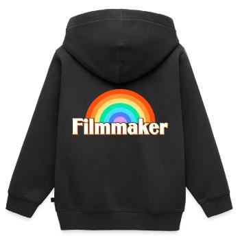 Cinéaste - Sweat Premium à capuche zippé enfant bio - noir - Dos - AI Model Kid Male (0cm)