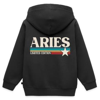 Sternzeichen Widder - Kinder Premium Organic Zip Hoodie - Schwarz - Hinten - AI Model Kid Male (0cm)