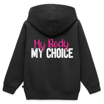 Mon corps, ma décision - Sweat Premium à capuche zippé enfant bio - noir - Dos - AI Model Kid Male (0cm)