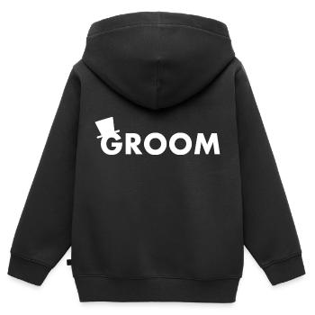 Groom - Kinder Premium Organic Zip Hoodie - Schwarz - Hinten - AI Model Kid Male (0cm)