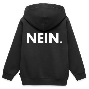 Nein - Kinder Premium Organic Zip Hoodie - Schwarz - Hinten - AI Model Kid Male (0cm)