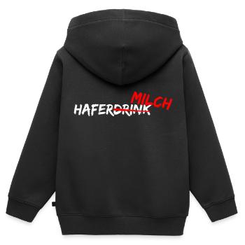 Haferdrink HaferMILCH Pflanzenmilch vegan veggie - Kinder Premium Organic Zip Hoodie - Schwarz - Hinten - AI Model Kid Male (0cm)