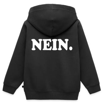 Nein - Kinder Premium Organic Zip Hoodie - Schwarz - Hinten - AI Model Kid Male (0cm)