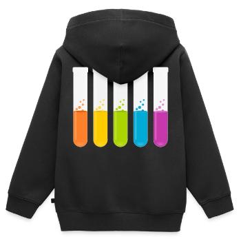 reagenzglas flask tube experiment chemistry chemie - Sweat Premium à capuche zippé enfant bio - noir - Dos - AI Model Kid Male (0cm)