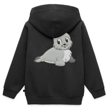 jouet en peluche Robbe - Sweat Premium à capuche zippé enfant bio - noir - Dos - AI Model Kid Male (0cm)
