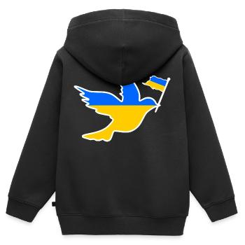 Ukraine - Kinder Premium Organic Zip Hoodie - Schwarz - Hinten - AI Model Kid Male (0cm)
