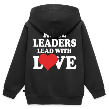 Real leaders lead with love - Kids Premium Organic Zip-up Hoodie - black - Back - AI Model Kid Male (0cm)