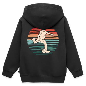 Fußball Spieler Fußballspieler Retro Fußballer - Kinder Premium Organic Zip Hoodie - Schwarz - Hinten - AI Model Kid Male (0cm)