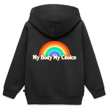 Mein Körper Meine Entscheidung - Kinder Premium Organic Zip Hoodie - Schwarz - Hinten - AI Model Kid Male (0cm)