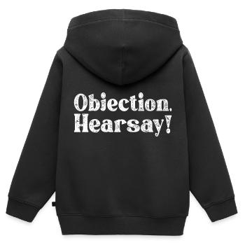 Objection Hearsay - Kinder Premium Organic Zip Hoodie - Schwarz - Hinten - AI Model Kid Male (0cm)