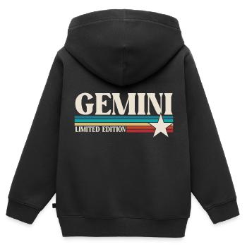 Sternzeichen Zwillinge - Kinder Premium Organic Zip Hoodie - Schwarz - Hinten - AI Model Kid Male (0cm)