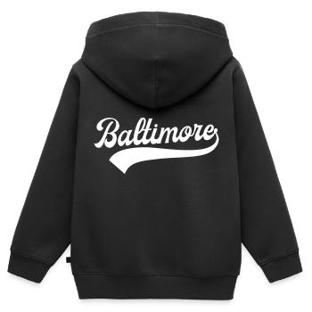 Baltimore - Sweat Premium à capuche zippé enfant bio - noir - Dos - AI Model Kid Male (0cm)