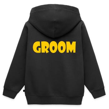 Groom - Kinder Premium Organic Zip Hoodie - Schwarz - Hinten - AI Model Kid Male (0cm)